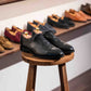 Long Wing Tip Oxford Shoe with Brogues, Amoy, in Black