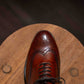 Long Wing Tip Oxford Shoe with Brogues, Amoy, in Mid-Tan