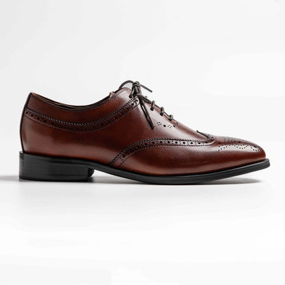 Long wing tip brogue oxford in mid tan, amoy in mid tan