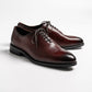 Round toe wholecut oxford in black, Collyer in Brown Red