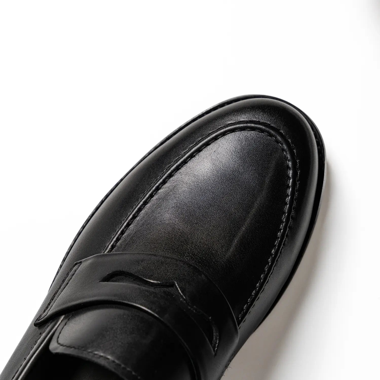 classic round toe penny loafer in black, duxton in black