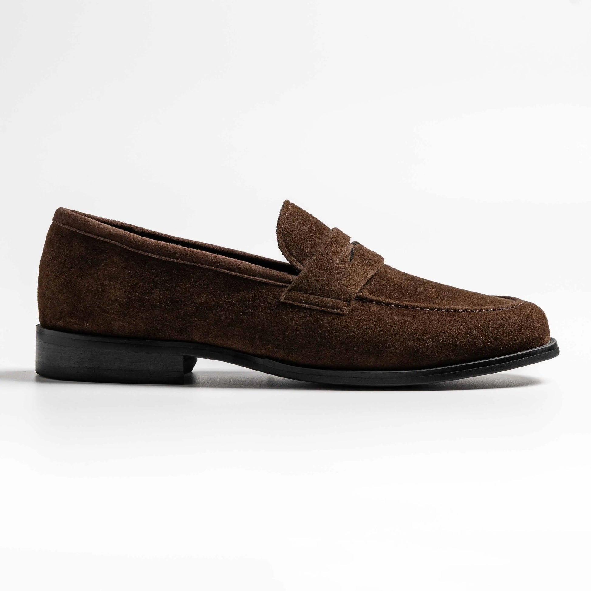 classic round toe penny loafer in coffee, duxton in coffee