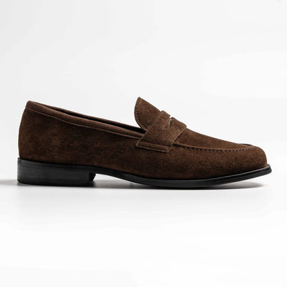 classic round toe penny loafer in coffee, duxton in coffee