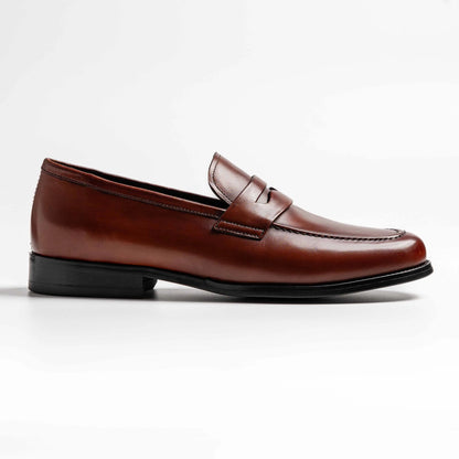 classic round toe penny loafer in mid tan, duxton in mid tan