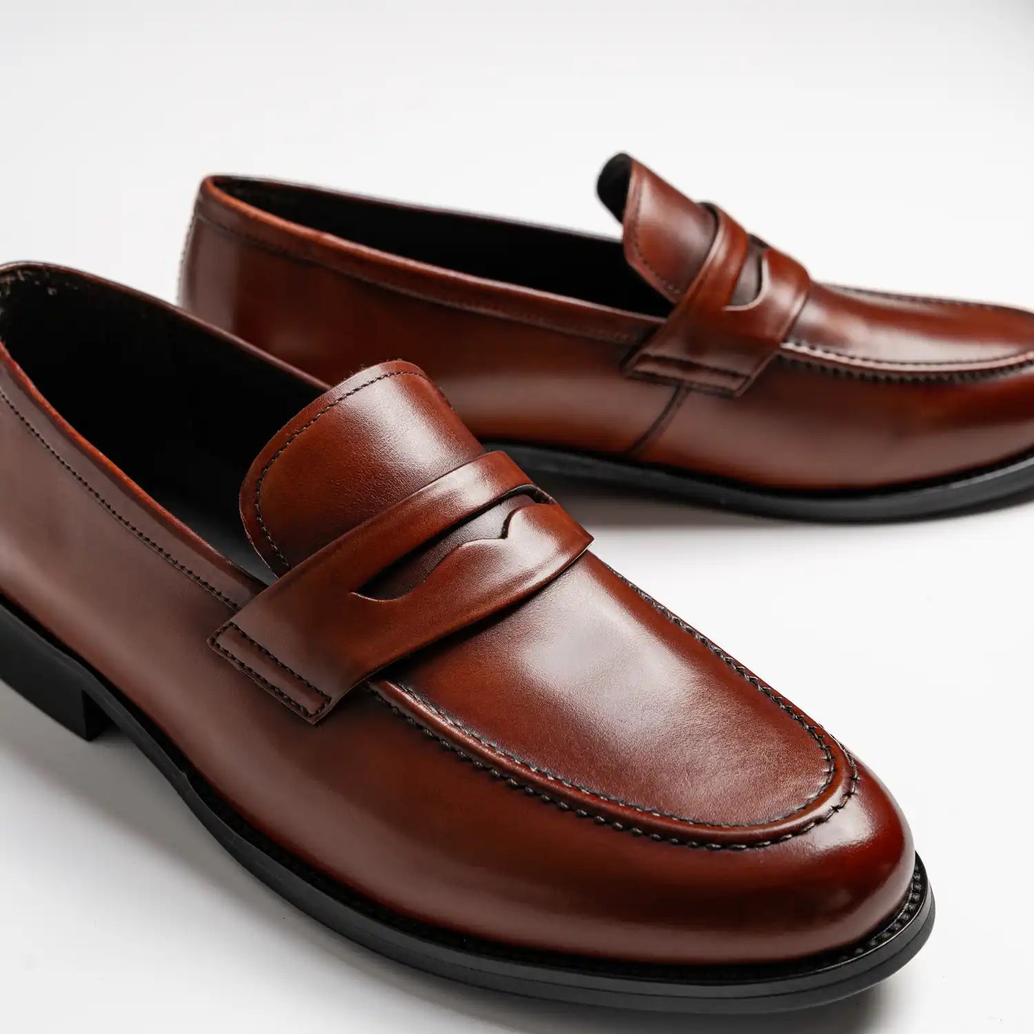 classic round toe penny loafer in mid tan, duxton in mid tan