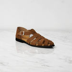 Leather Greek sandals, Garden in Mid-Tan