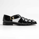 Sartorial sandals in black, gardens in black