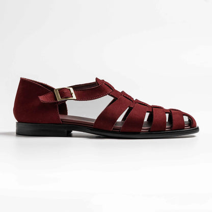 Sartorial sandals in burgundy, gardens in burgundy