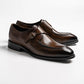 Apron stitch, split toe single monk strap in coffee, Mccallum in coffee