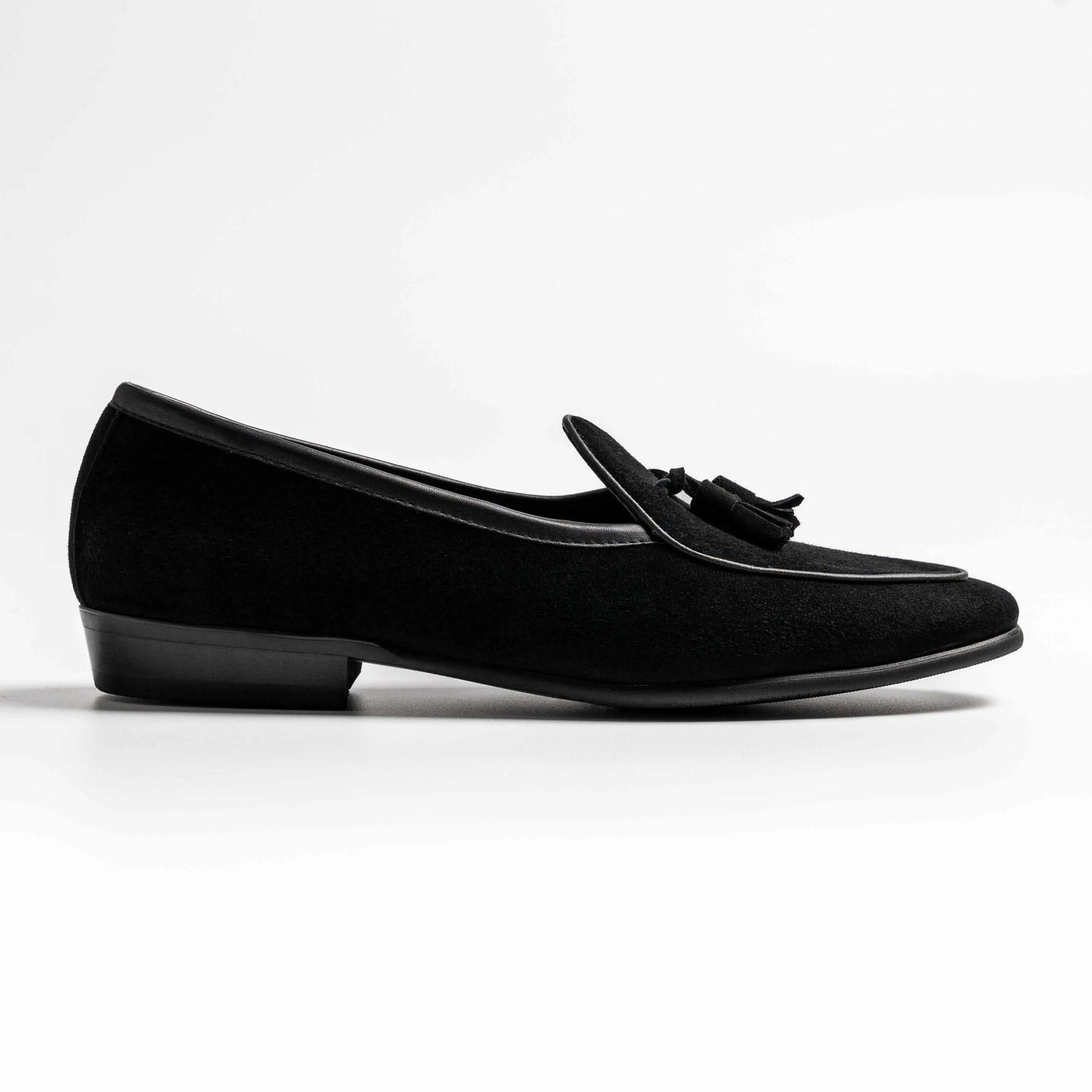 Short Tongue Belgium Tassel Loafer, Neil in Black