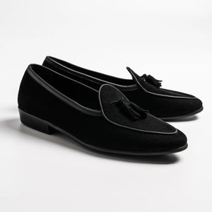 Short Tongue Belgium Tassel Loafer, Neil in Black
