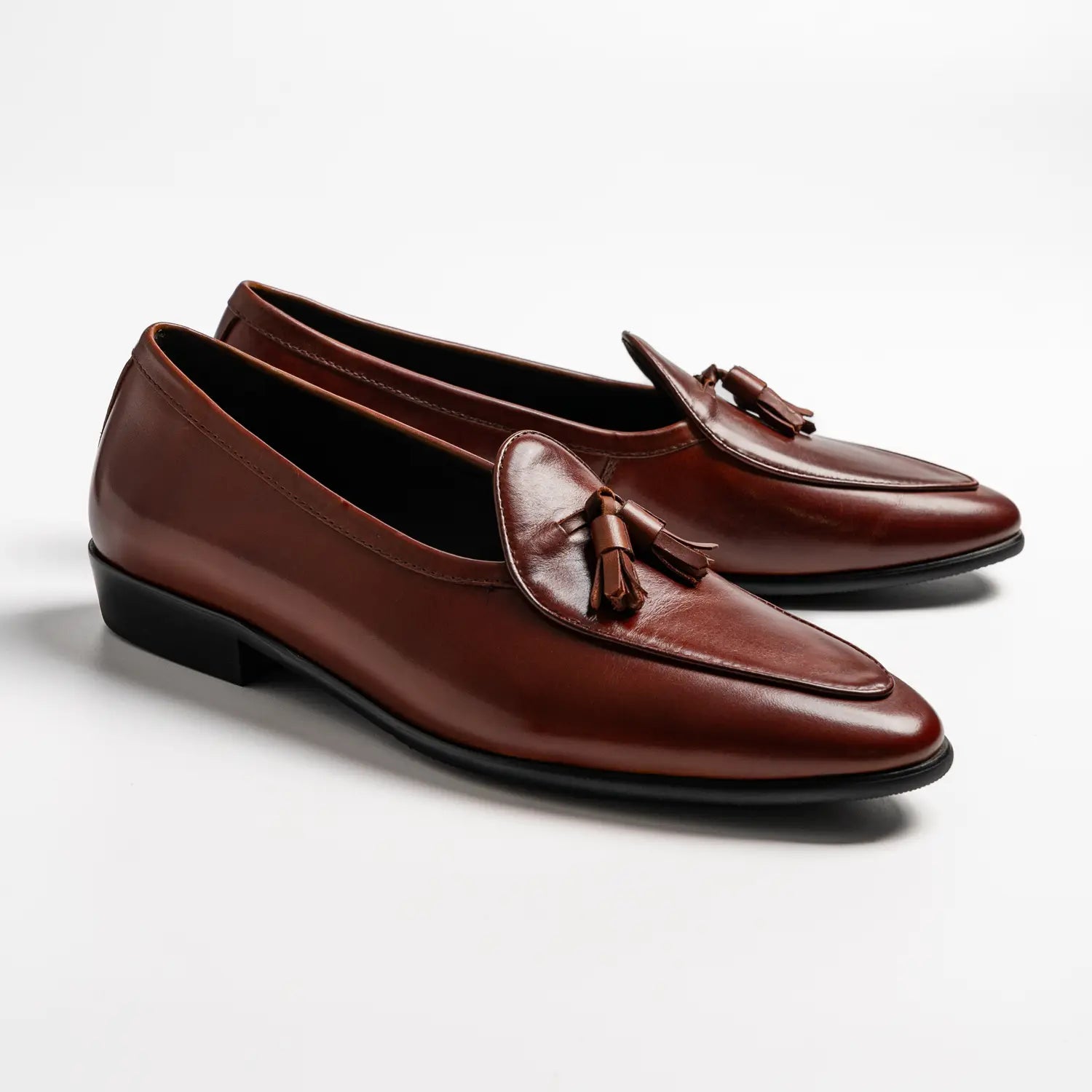 Short Tongue Belgium Tassel Loafer, Neil in mid tan