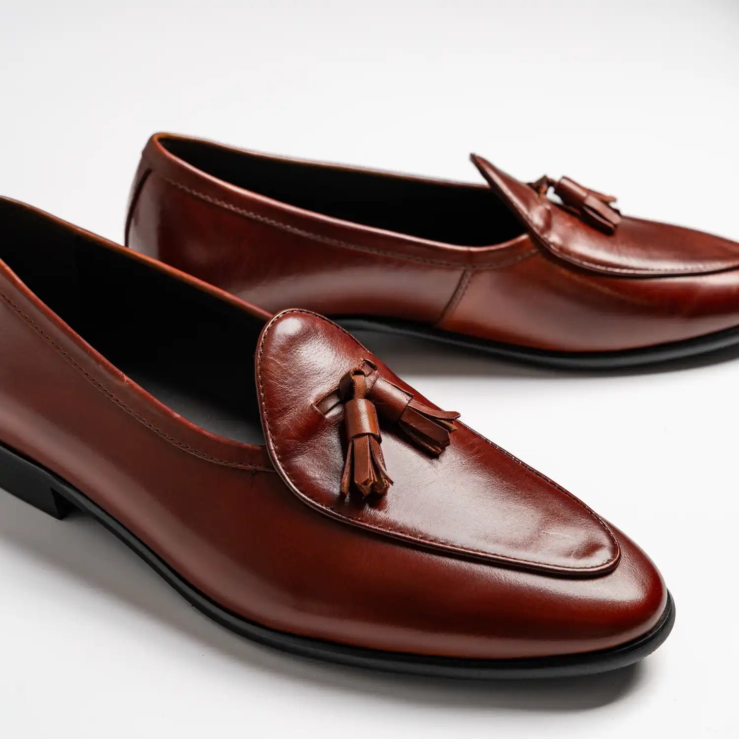 Short Tongue Belgium Tassel Loafer, Neil in mid tan