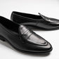 Short Tongue Belgium Penny Loafer, Tras in Black